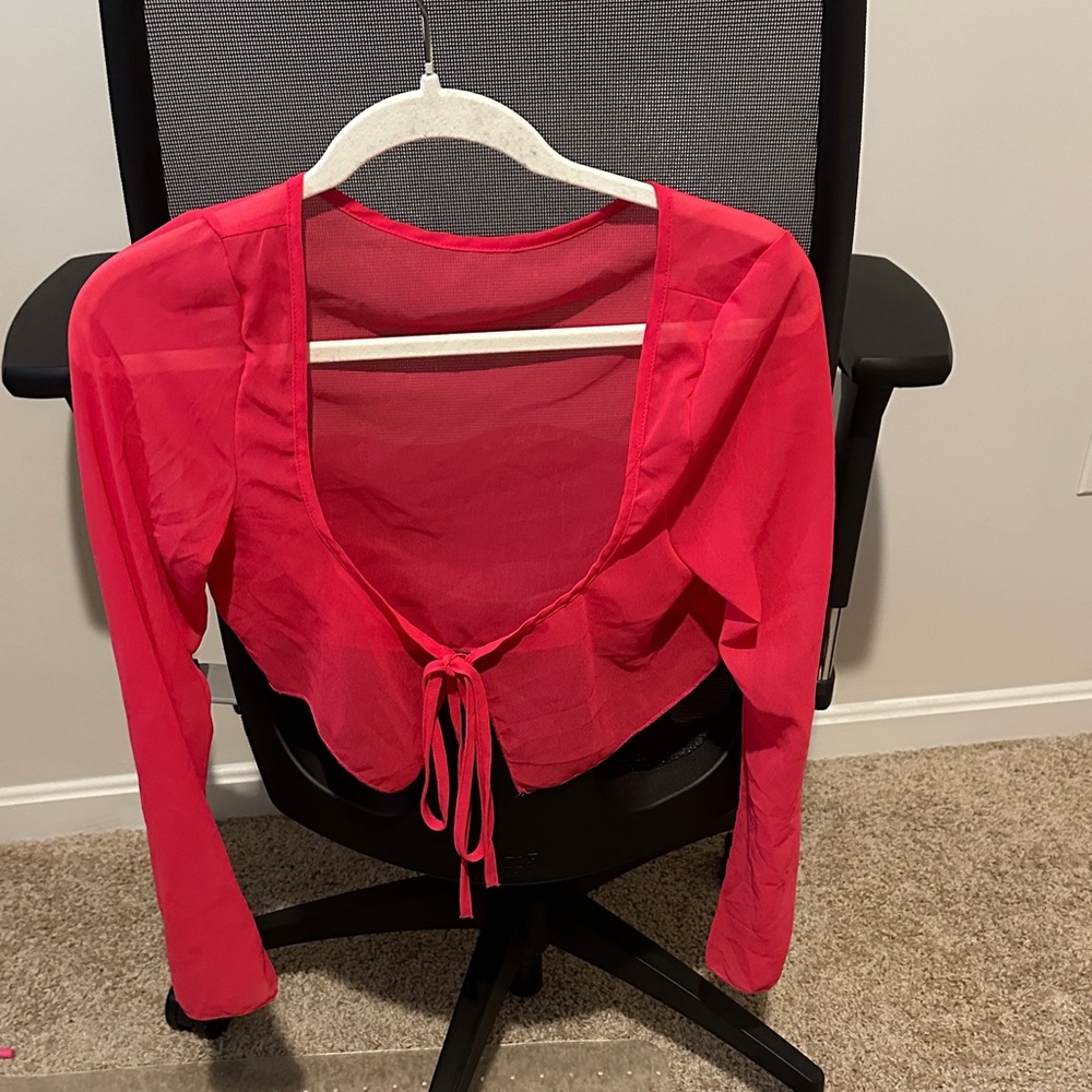 Women's Red Tie-Front Top